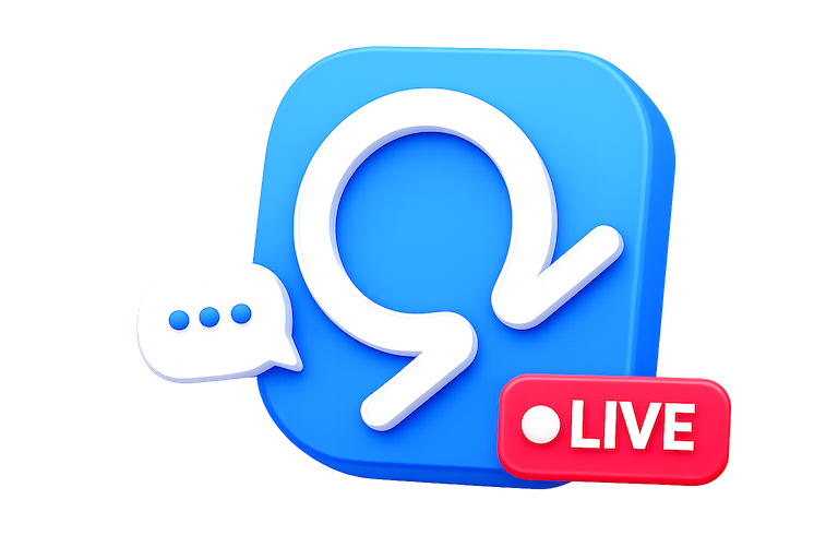 Omegle app preview with live badge